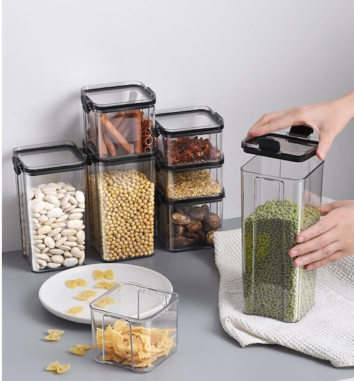 Set 4 Stück Getreidegläser mit Kunststoffdeckel Transparent 460ml