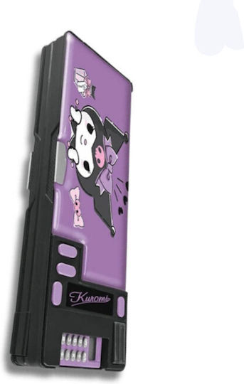 Graffiti Retro Kuromi Magnetische Federmäppchen mit Taschenrechner Lila