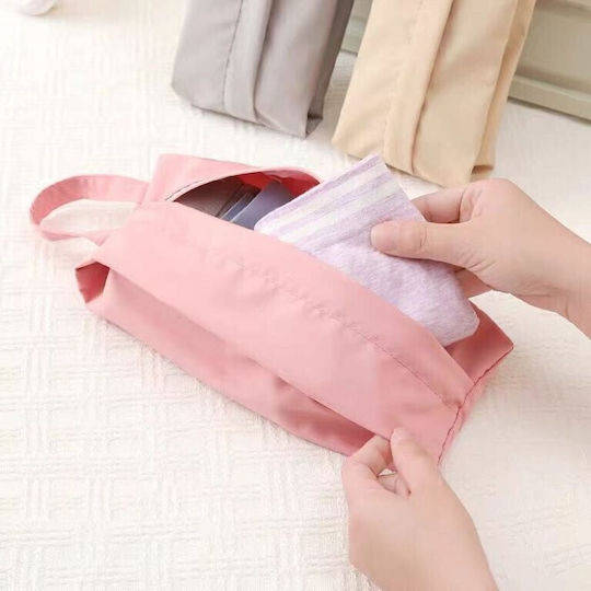Husă Din Material Textil Pentru Depozitare Haine / Lenjerie Intimă / Șosete Roz 10.5x28x3cm