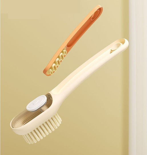 Perie Multifuncțională 2 În 1 Flippy Perie Deasă Perie Din Piele De Căprioară Recipient Pentru Lichid Mâner Lung 20,1 X 4,3 X 5 Cm Portocaliu