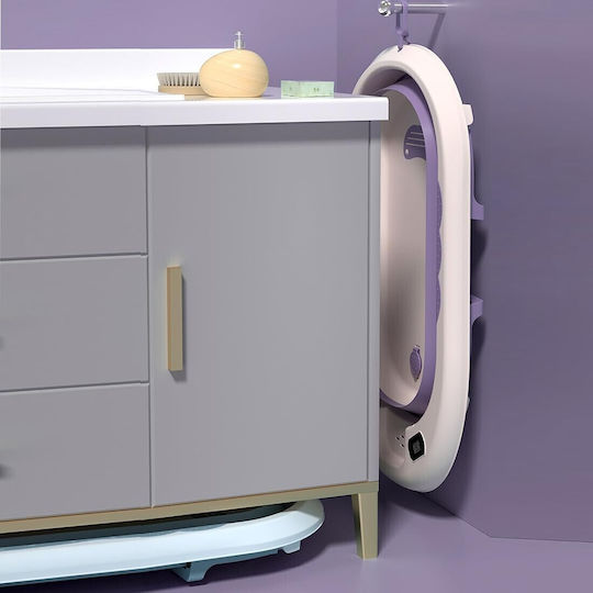 Foldable Baby Bath with Thermometer Purple