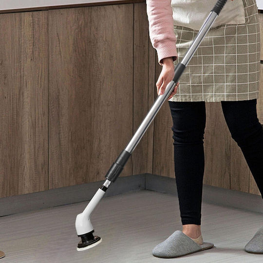 Perie Electrică de Curățare Flippy Tiles Baie Bucătărie 25x20x9.5 Cm 6 Capete Detașabile Mâner Telescopic 84-127cm Încărcare Usb-tip C Rotire 360 Grade 3000 Mah Culoare Alb