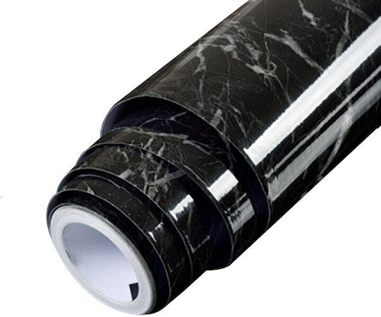 Tapet Autocolant de Bucătărie Flippy Efect Marmură Rulou Folie Autocolantă 40cmx100cm Negru