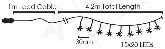 300 LED Lights 5.2m Warm White Fireworks Type