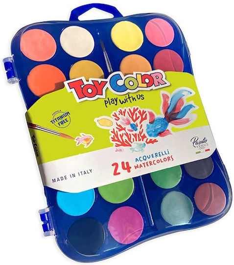 Toy Color Σετ Νερομπογιές Πολύχρωμες με Πινέλο 24τμχ