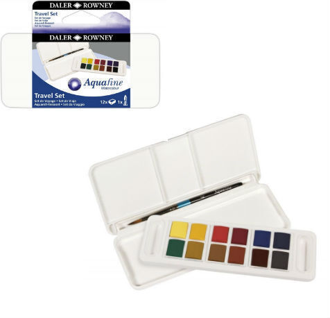 Daler Rowney Set De Acuarele 12 Culori Cu Pensulă