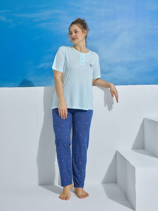 PijaMood Set Pijamale pentru Femei Light Blue PijaMood Set Pijamale pentru Femei Light Blue