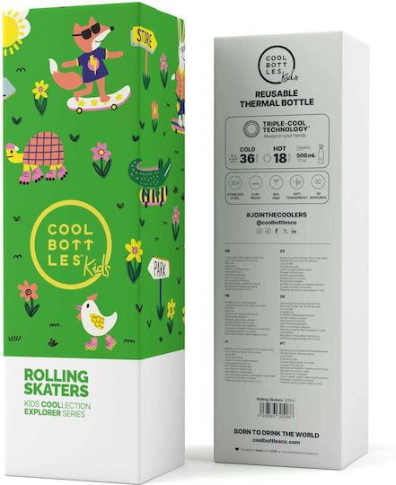 Cool Bottles Kids Water Bottle Stainless Steel with Straw 500ml