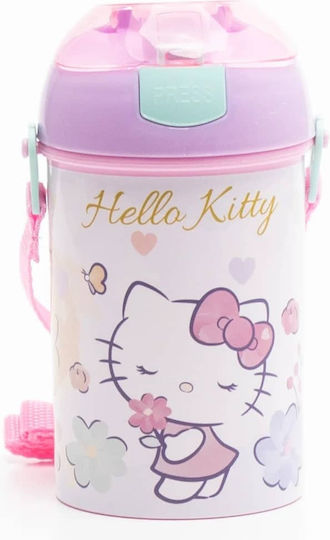 Stor Pop-up Sticlă Pentru Copii Hello Kitty Din Plastic Cu Capac Pop-up 450ml