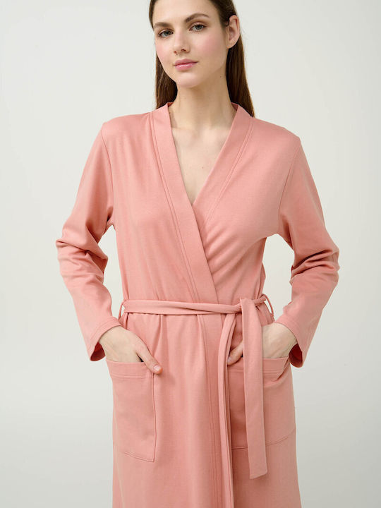 Vamp Χειμερινή Γυναικεία Βαμβακερή Ρόμπα Pink Tan Vamp Χειμερινή Γυναικεία Βαμβακερή Ρόμπα Pink Tan