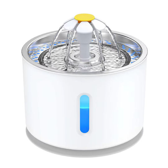 Pet Interest Round Water Fountain Automatic Stainless Steel Waterer / Fountain for Dog & Cat 2.4lt in Gray Color