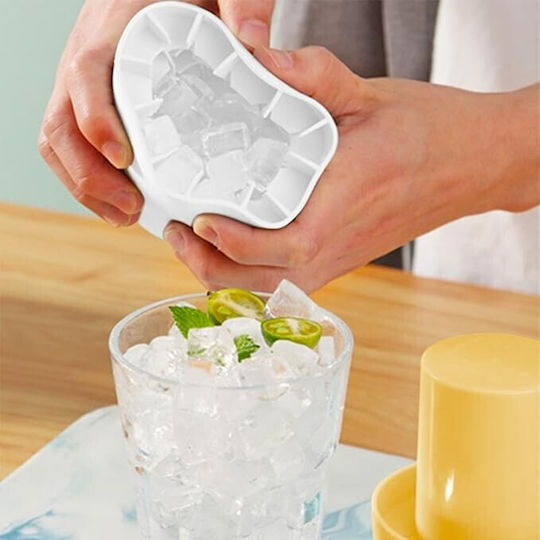 Eiswürfelform Würfel aus Silikon mit Deckel Gelb