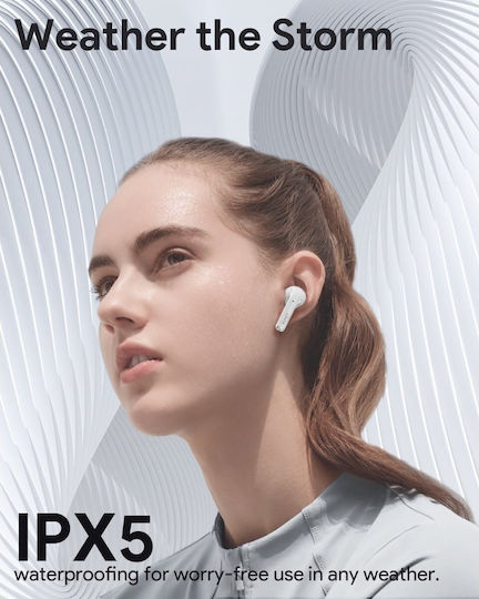 Aukey EP-B1 In-ear Bluetooth Handsfree Ακουστικά με Αντοχή στον Ιδρώτα και Θήκη Φόρτισης Λευκά