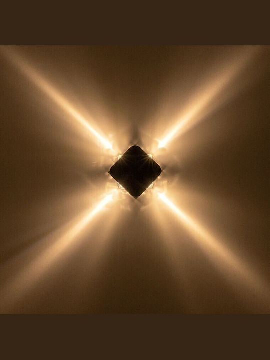 GloboStar Wall-Mounted Outdoor Lighting LED IP65 8W with Warm White Light 13.5x4.5x13.5cm