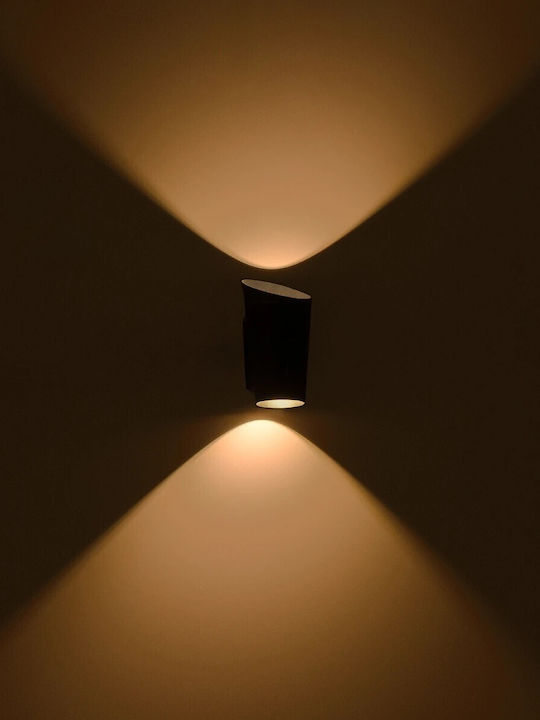 GloboStar Ganetti Стенно Външно Осветително Тяло LED IP65 10W с Топла Бяла Светлина 9.5x11x19см