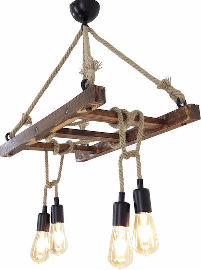 Asir Group Merdiven Lumini Suspendate Maro Cu Frânghie Pentru 4 Becuri E27 60x34x60cm