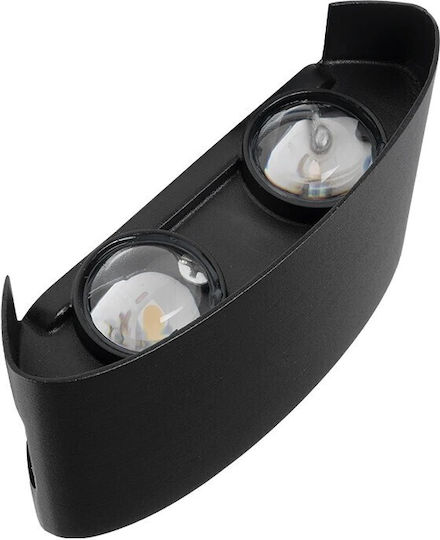 GloboStar Sixoad Επιτοίχιο Εξωτερικό Φωτιστικό LED IP65 8W με Θερμό Λευκό Φως Διπλής Δέσμης 12x4x8εκ.