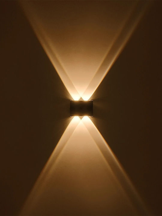 GloboStar Sixoad Wall-Mounted Outdoor Lighting LED IP65 8W with Warm White Light Double Beam 12x4x8cm