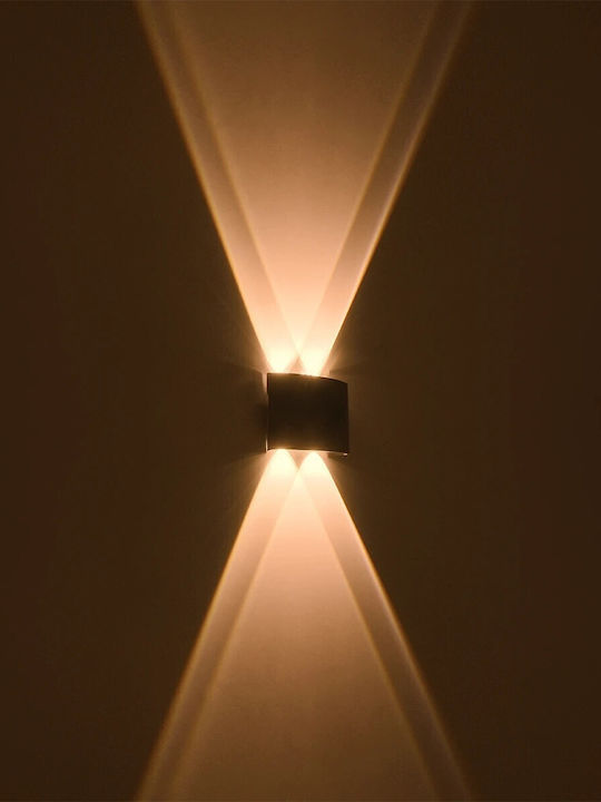 GloboStar Sixoad Wall-Mounted Outdoor Lighting LED IP65 8W with Warm White Light Double Beam 12x4x8cm