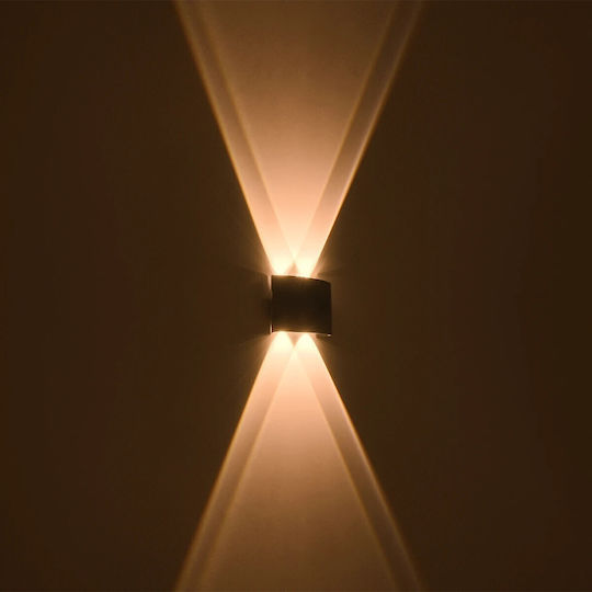 GloboStar Sixoad Επιτοίχιο Εξωτερικό Φωτιστικό LED IP65 8W με Θερμό Λευκό Φως Διπλής Δέσμης 12x4x8εκ.