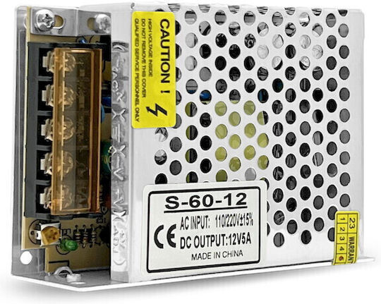 Geyer Τροφοδοτικό LED IP20 Ισχύος 60W με Τάση Εξόδου 12V