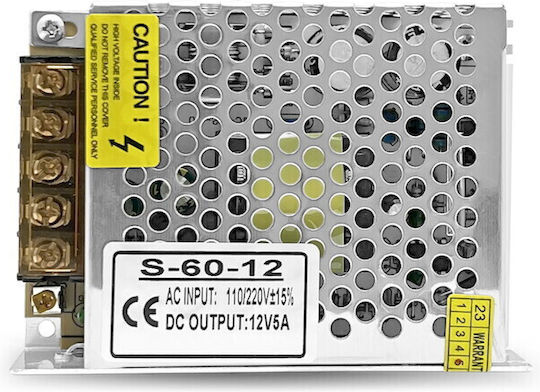 Geyer Τροφοδοτικό LED IP20 Ισχύος 60W με Τάση Εξόδου 12V