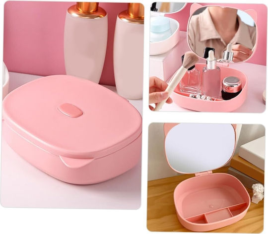 Cutie Organizator Oglindă Flippy 4 Compartimente Accesorii Cosmetice Realizată Din ABS 17x13x6 Cm Roz