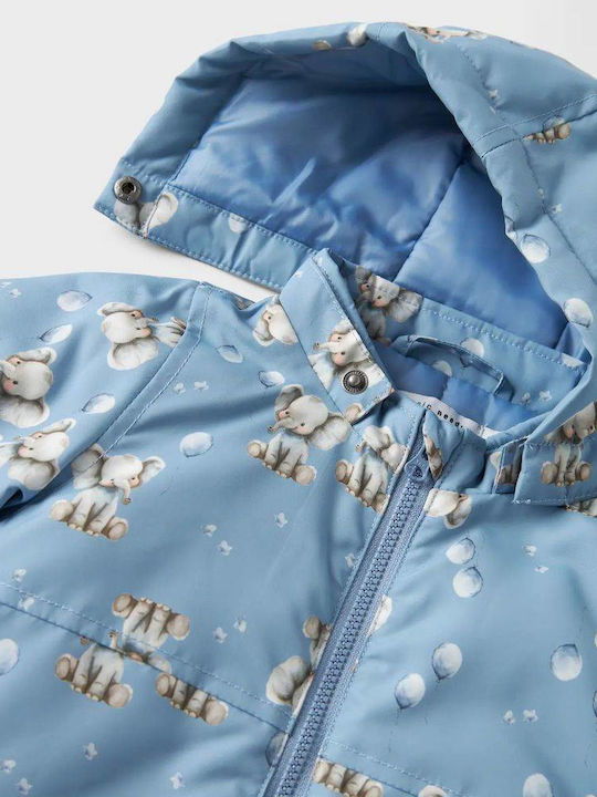 Kids Casual Long Jacket with Hood Light Blue