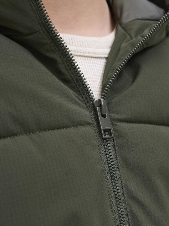 Kids' Quilted Jacket with Hood Khaki