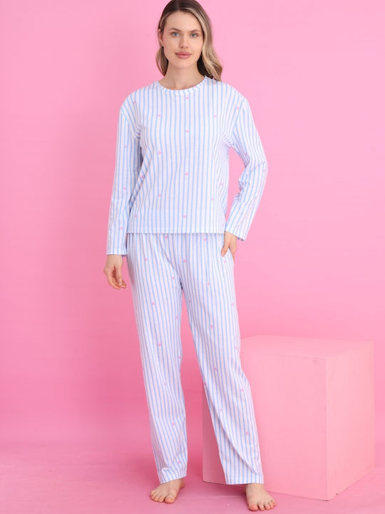 Siyah Inci Set Pijamale pentru Femei Light Blue