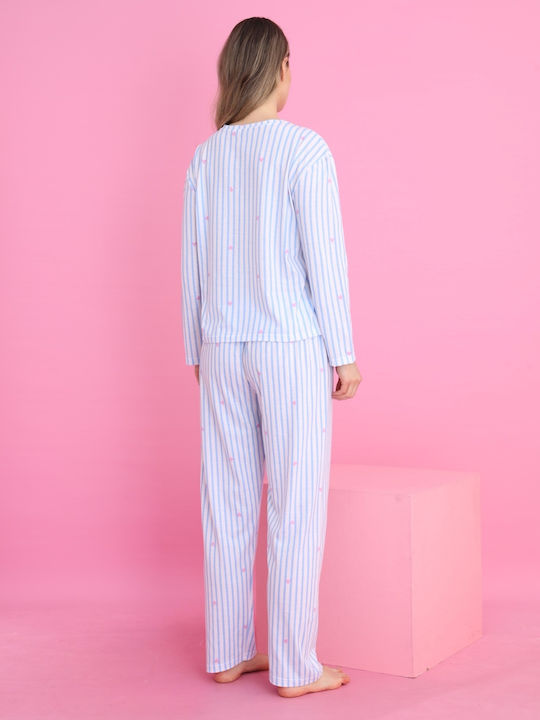 Siyah Inci Set Pijamale pentru Femei Light Blue