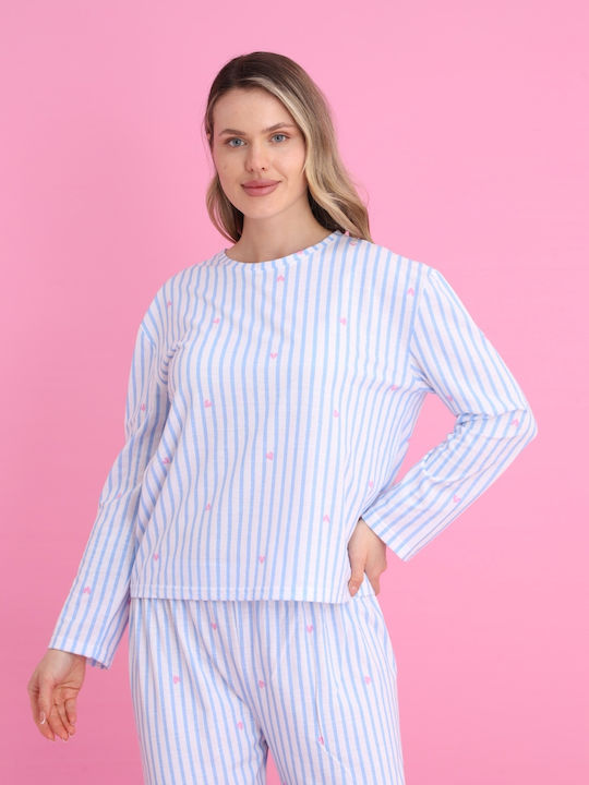 Siyah Inci Set Pijamale pentru Femei Light Blue
