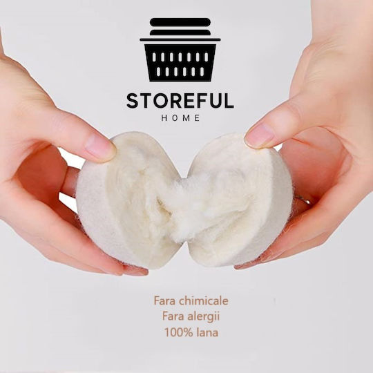 Set 6 Bile Uscător XL din Lână 100% Naturală Noua Zeelandă 1000 Utilizări Antistatice Reduce Cutele Timpul de Uscare Alternativă la Balsamul de Rufe Lichid Bile Uscător din Plastic În Cutie de Depozitare Albe
