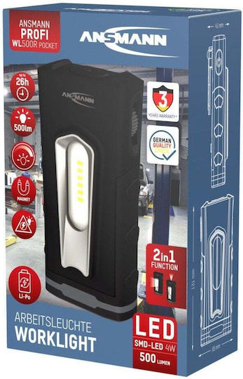 Ansmann Rechargeable Flashlight LED with Maximum Brightness 500lm