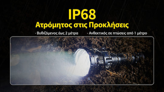 NiteCore Rechargeable Flashlight LED IP68 with Maximum Brightness 2000lm Precise P40 Black