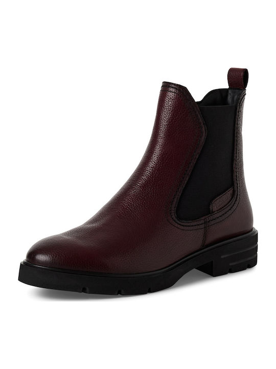 Leather Women's Ankle Boots Burgundy