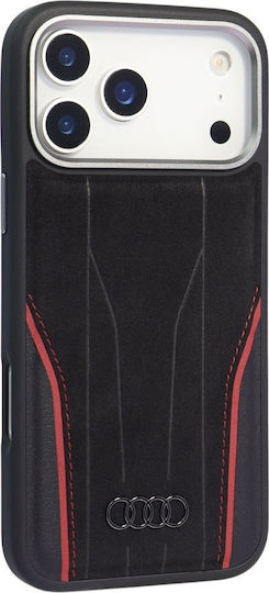Audi Case R8 Genuine Leather Magsafe iPhone 17 Pro Max Black-Red Au-tpupcmip17pm-r8/d3-rd