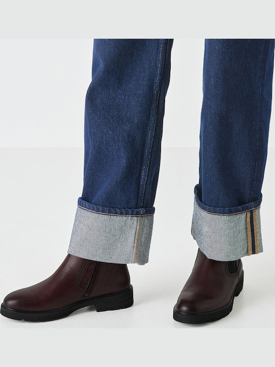 Leather Women's Ankle Boots Burgundy