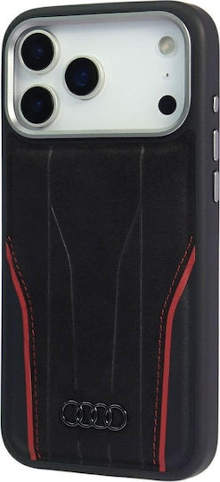Audi Case R8 Genuine Leather Magsafe iPhone 17 Pro Max Black-Red Au-tpupcmip17pm-r8/d3-rd