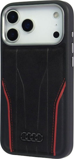 Audi Case R8 Genuine Leather Magsafe Iphone 17 Pro Black-red Au-tpupcmip17p-r8/d3-rd