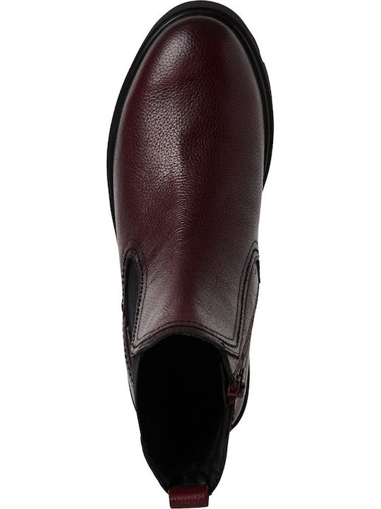 Leather Women's Ankle Boots Burgundy