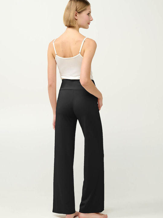 Dama Talie înaltă Tesatura Pantaloni Beige Soleil