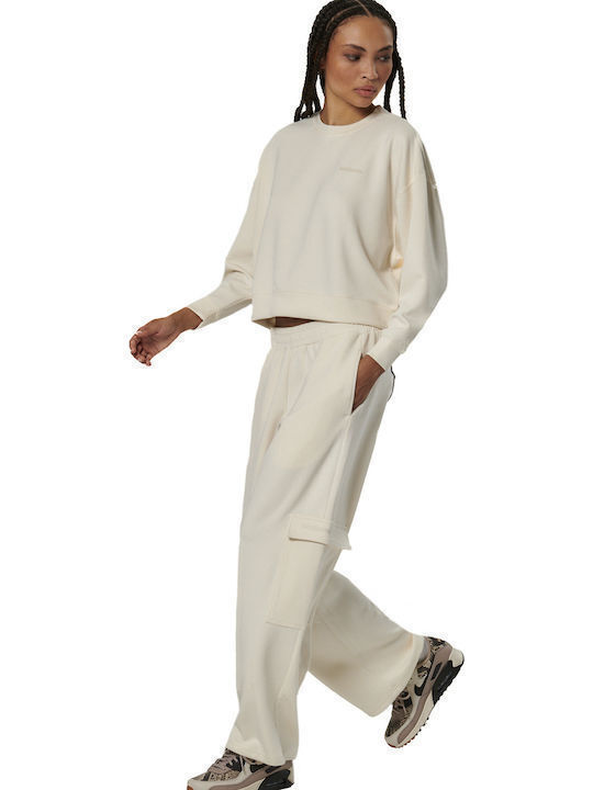 Damen Stoff Cargo Hose in Entspannter Passform Salt Ecru