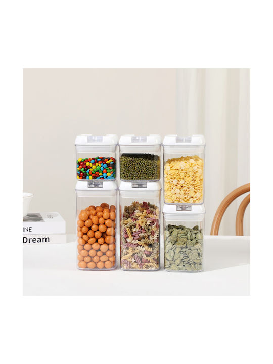 Set of 6pcs Jars Cereals / Pasta with Lid Plastic Transparent 500ml