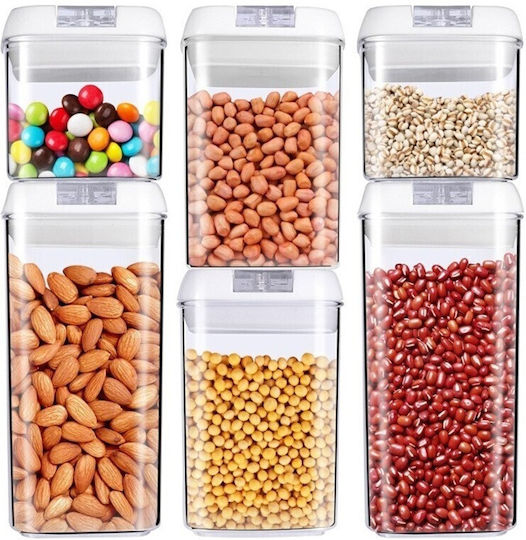 Set 6 Stück Lebensmittelgläser & Behälter mit Kunststoffverschluss Transparent 500ml