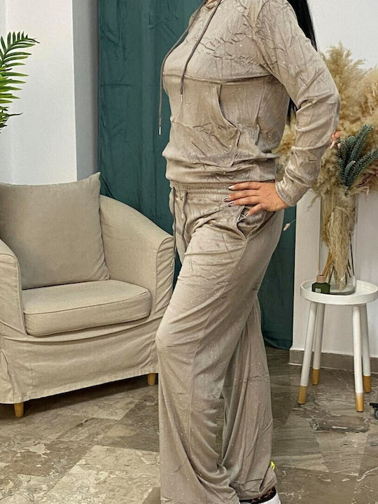 Γυναικείο Light Brown Σετ με Παντελόνι