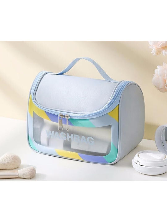 Flippy Travel Cosmetic Bag Waterproof Matte Translucent 22 X 16 X 14 Cm Blue