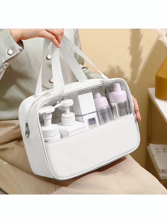 Flippy Geantă Cosmetică Organizare Călătorie Material Textil Pvc Rezistentă La Apă Portabilă 30x12x21 Cm Albă