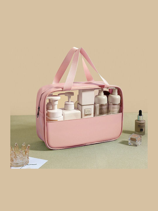 Geantă Cosmetică Flippy Organizare Călătorie Material Textil Pvc Rezistentă La Apă Portabilă 30 X 21 X 12 Cm Roz