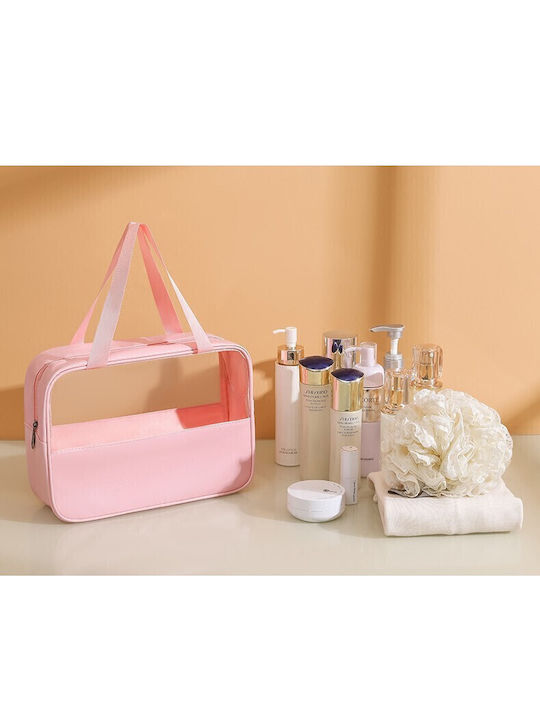 Geantă Cosmetică Flippy Organizare Călătorie Material Textil Pvc Rezistentă La Apă Portabilă 30 X 21 X 12 Cm Roz